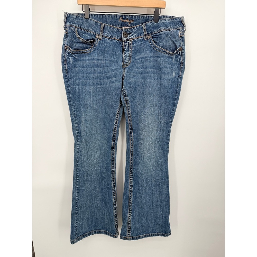 Amethyst Bootcut Jeans Women 18 Blue Good Y2K Flap Pocket Medium Wash